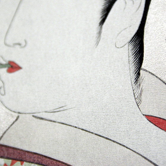 浮世絵版画 歌麿 婦女人相十品 ポッピンを吹く娘+kocomo.jp